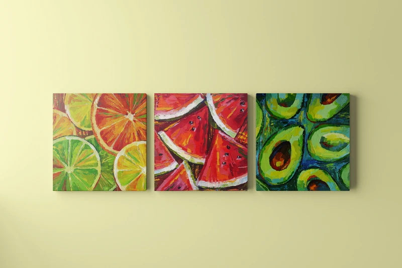 Colorful Fruit Canvas Wall Art Set of 3