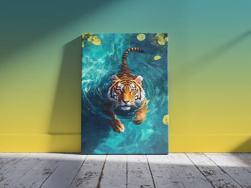 Majestic Tiger Swimming Wall Art