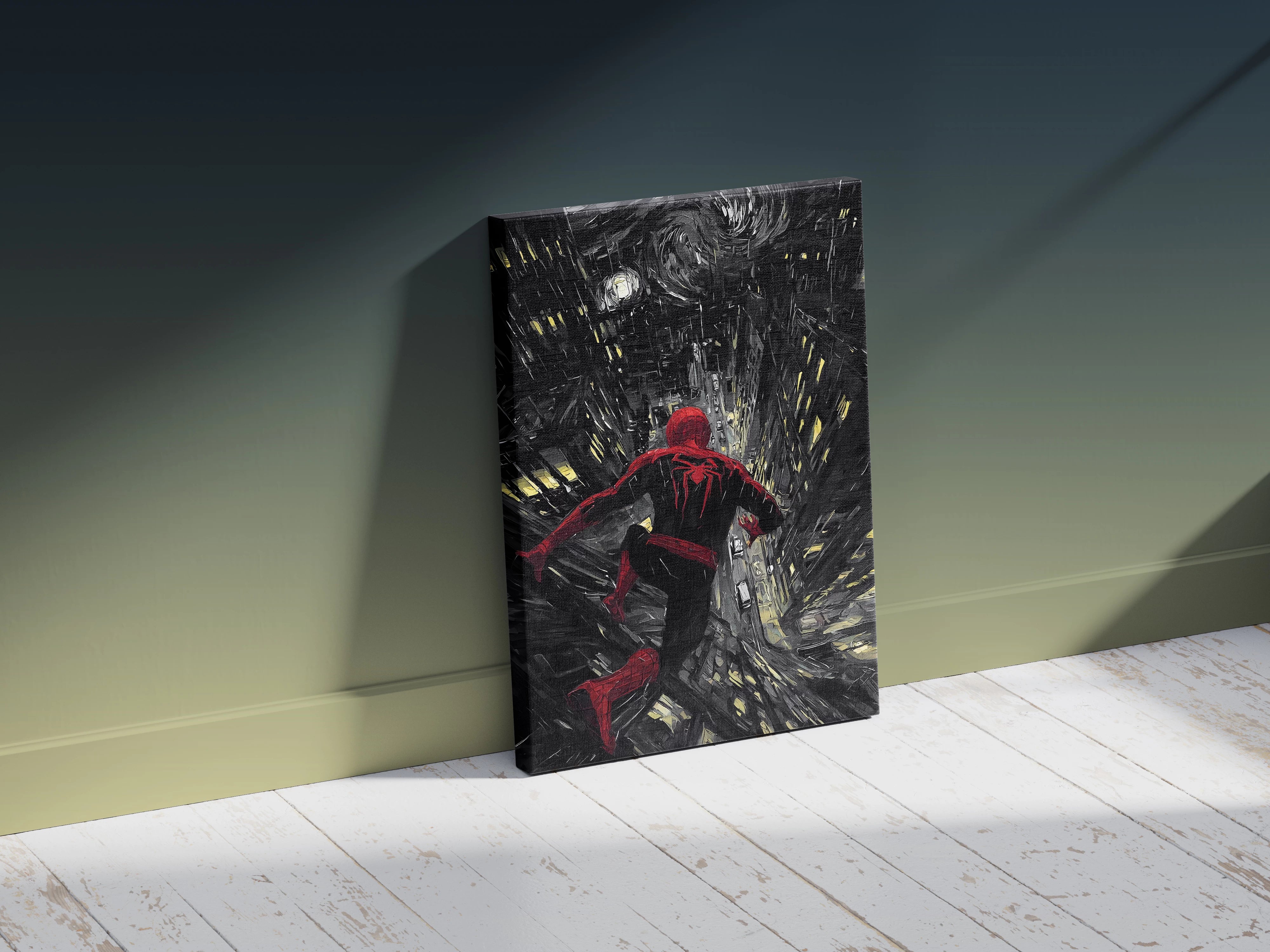 Spider Hero Night City Wall Art