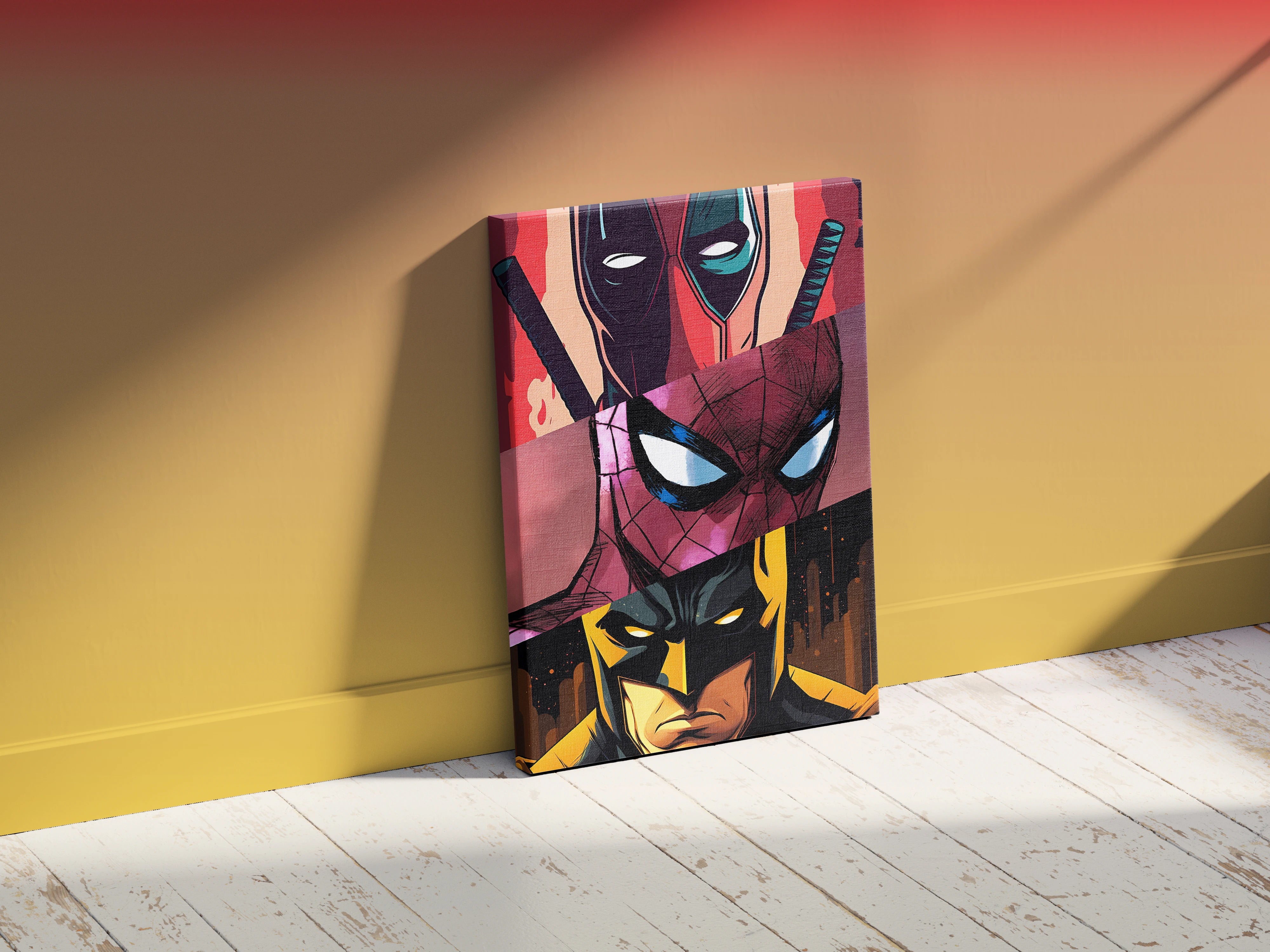 Spiderman, Deadpool & Wolverine Trio Wall Art