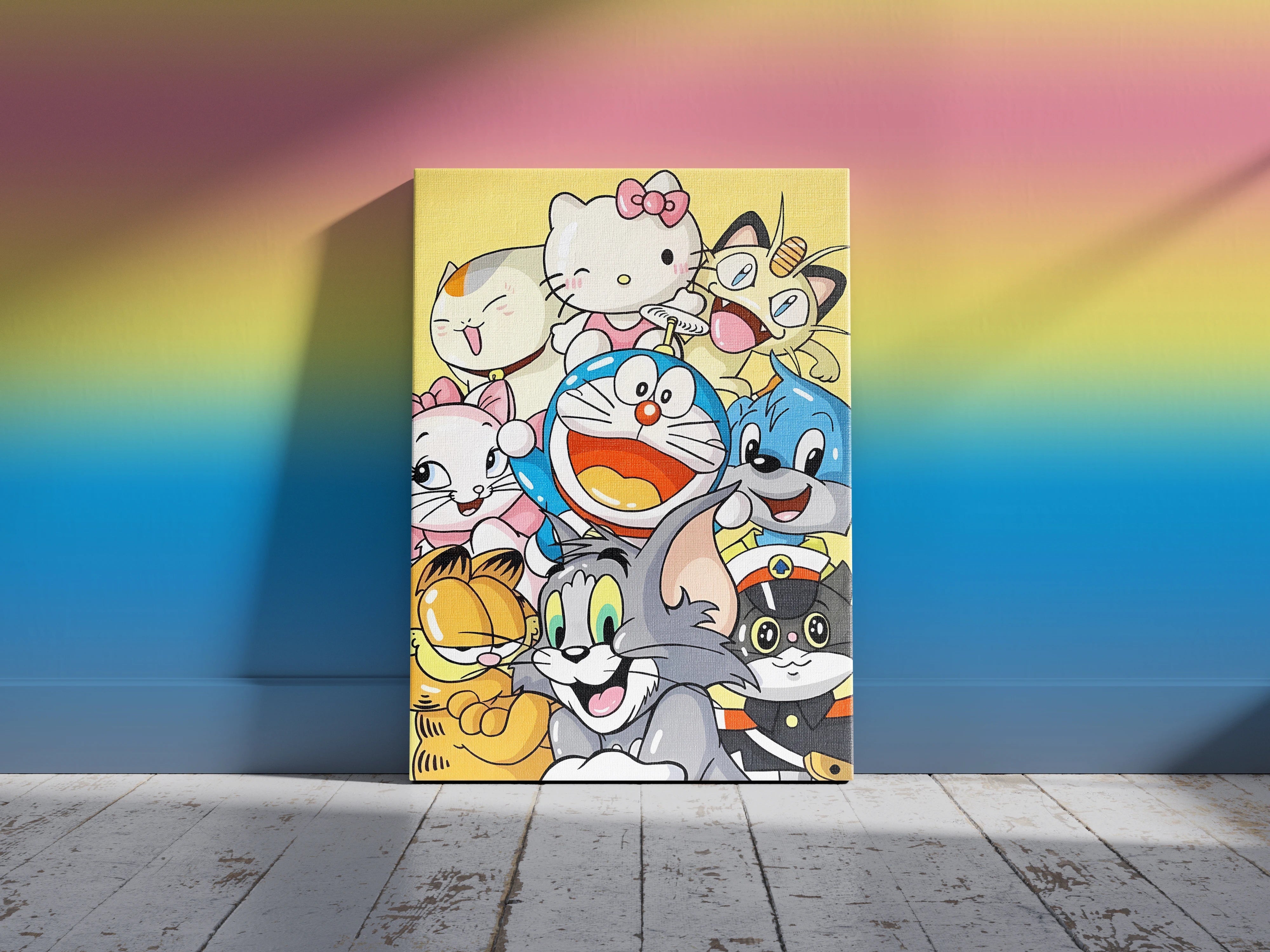 Cute Tom & Doremon Collage Wall art