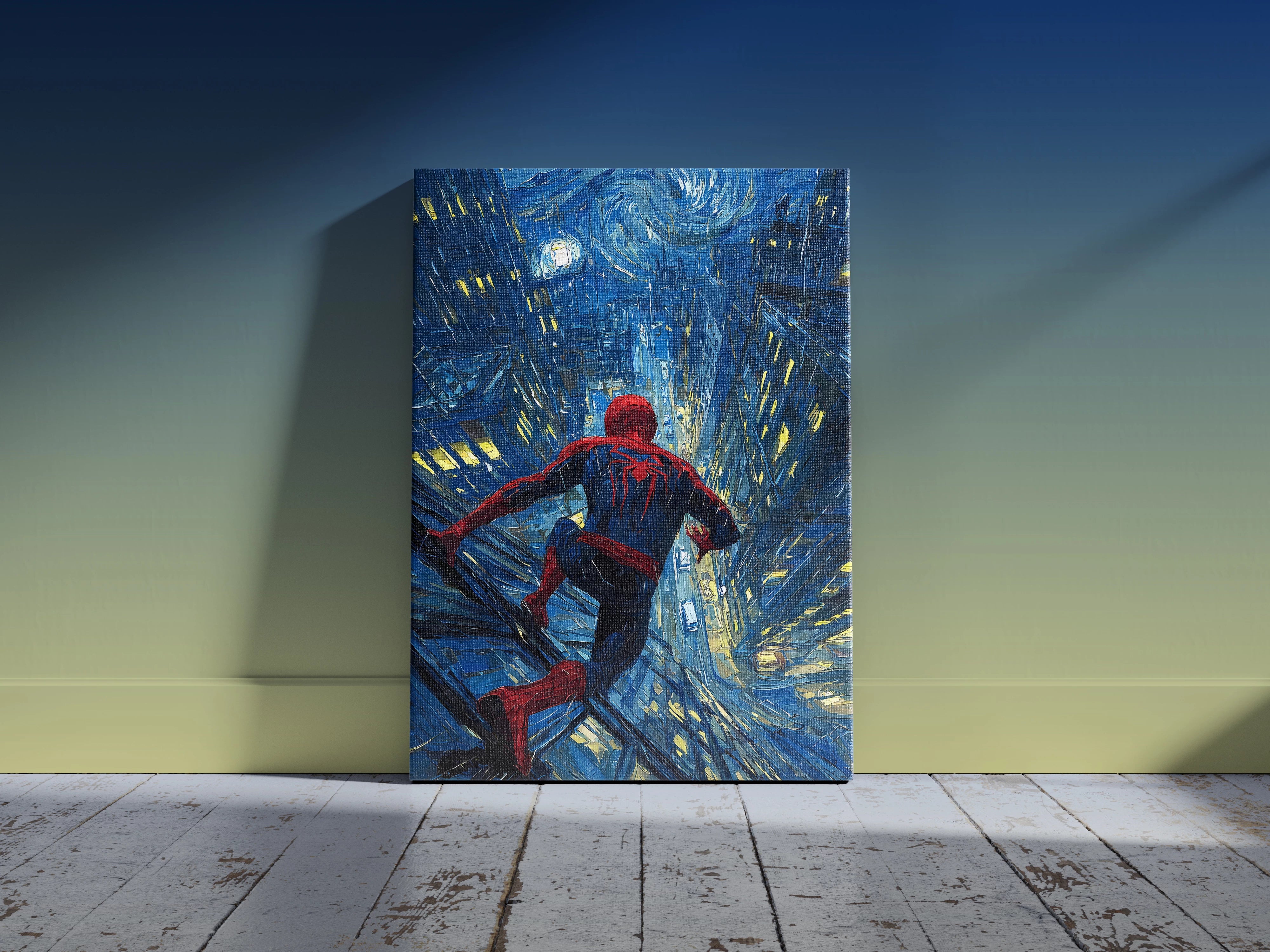Spider Hero Night City Wall Art