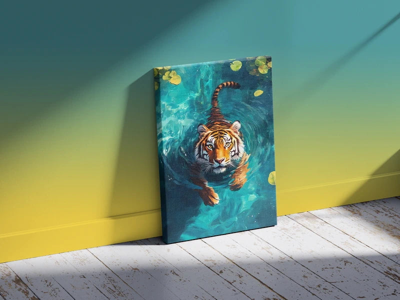 Majestic Tiger Swimming Wall Art