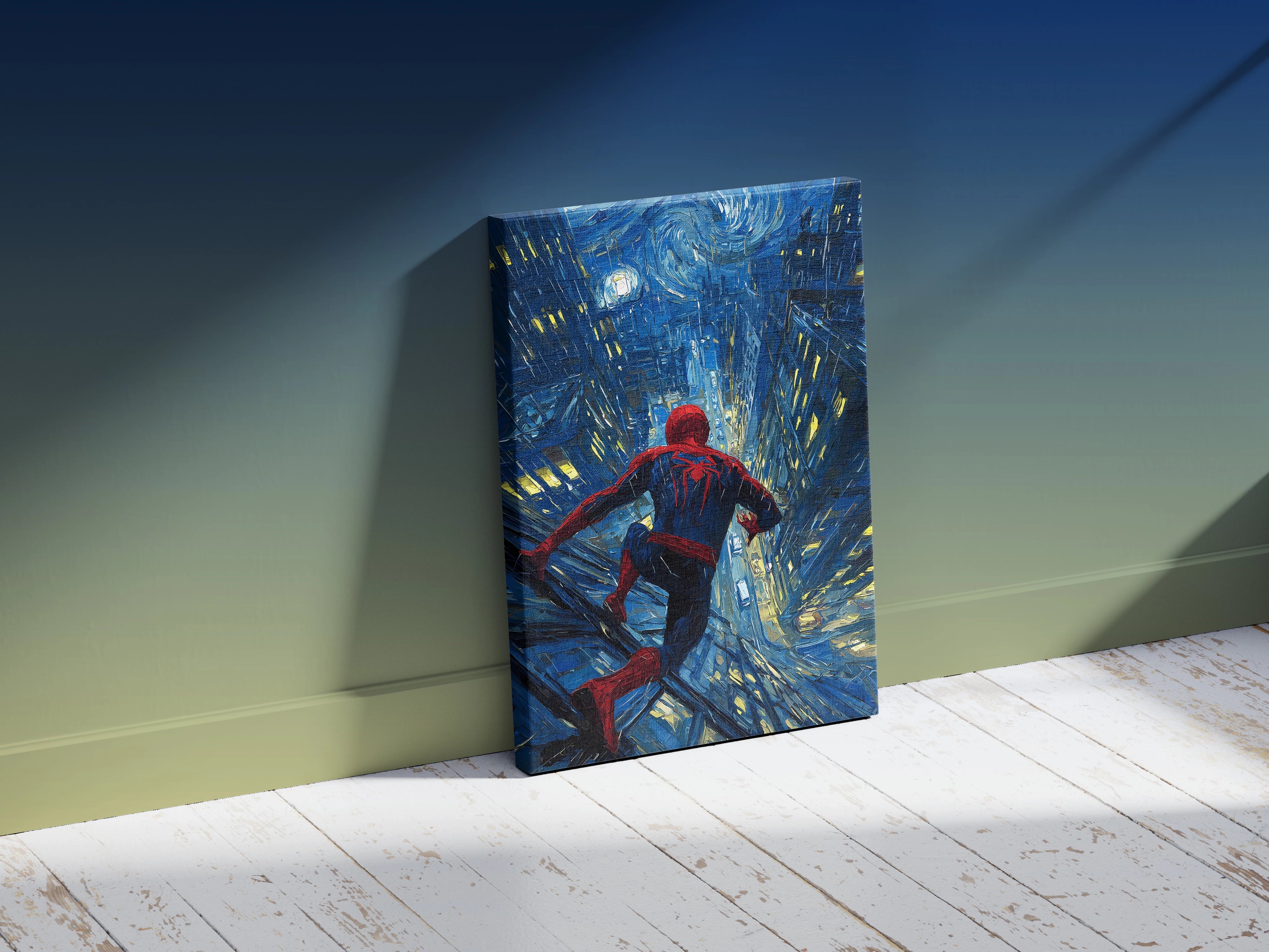 Spider Hero Night City Wall Art