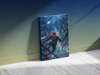 Spider Hero Night City Wall Art