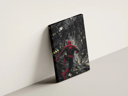 Spider Hero Night City Wall Art