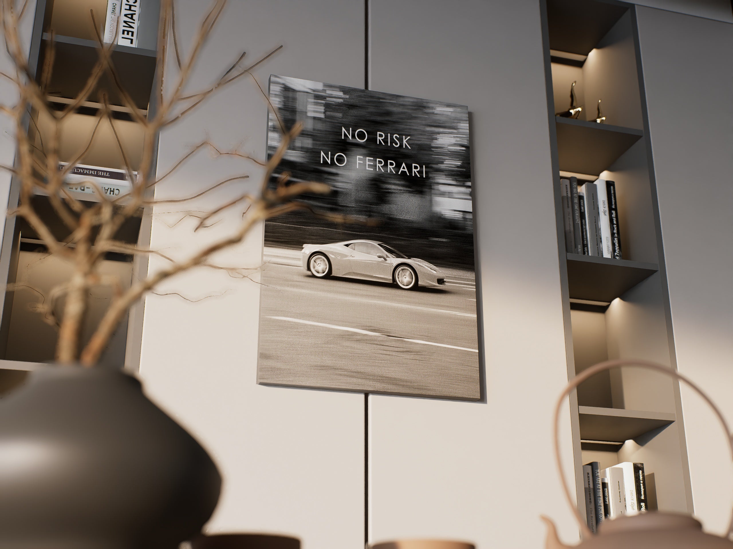 No Risk No Ferrari Motivational Wall Art