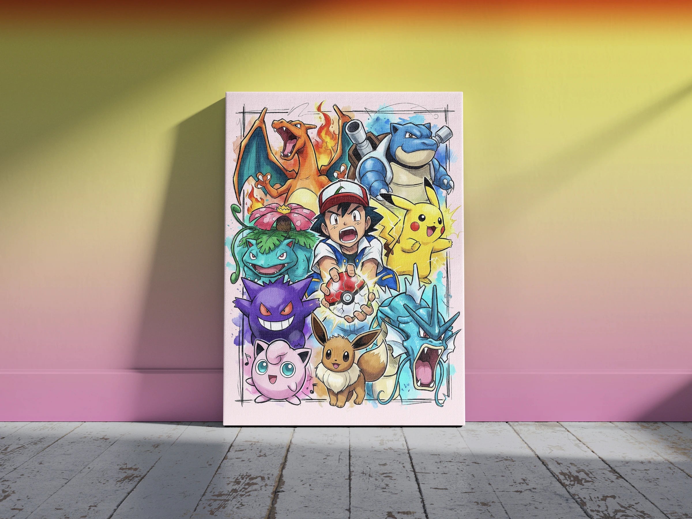 Pokémon & Ash Action Wall Art