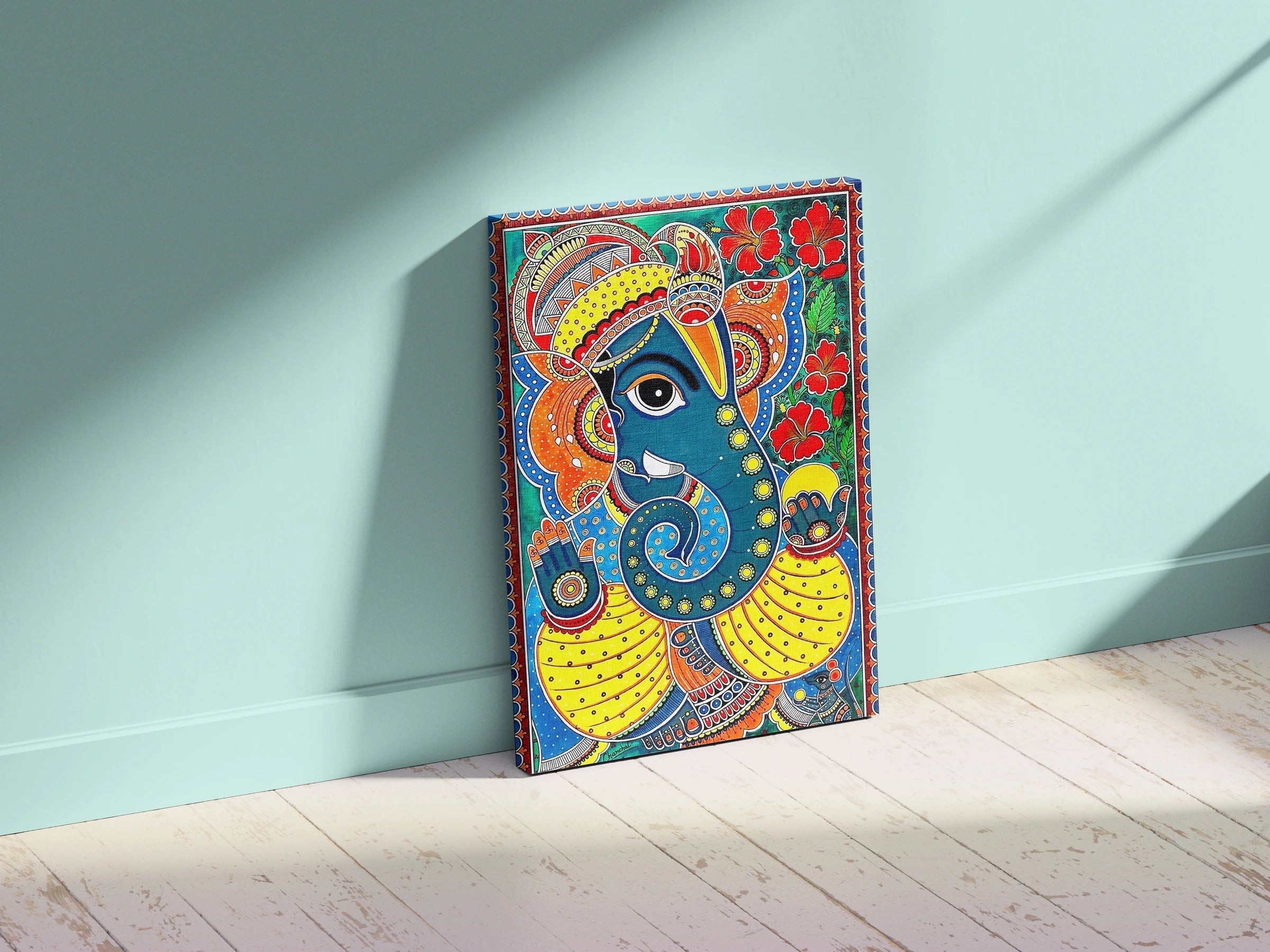 Lord Ganesha Madhubani Wall Art