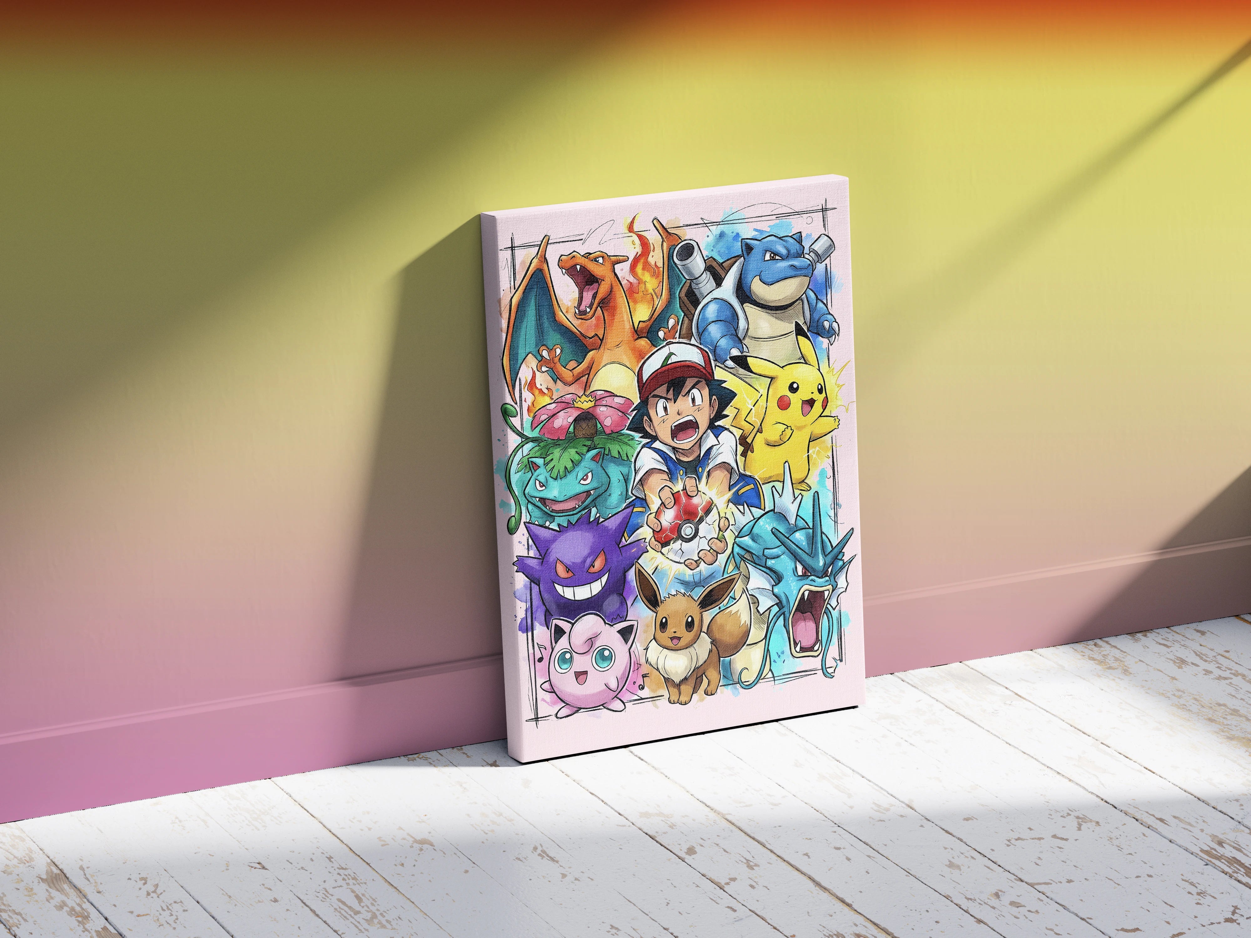 Pokémon & Ash Action Wall Art