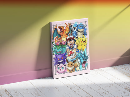 Pokémon & Ash Action Wall Art