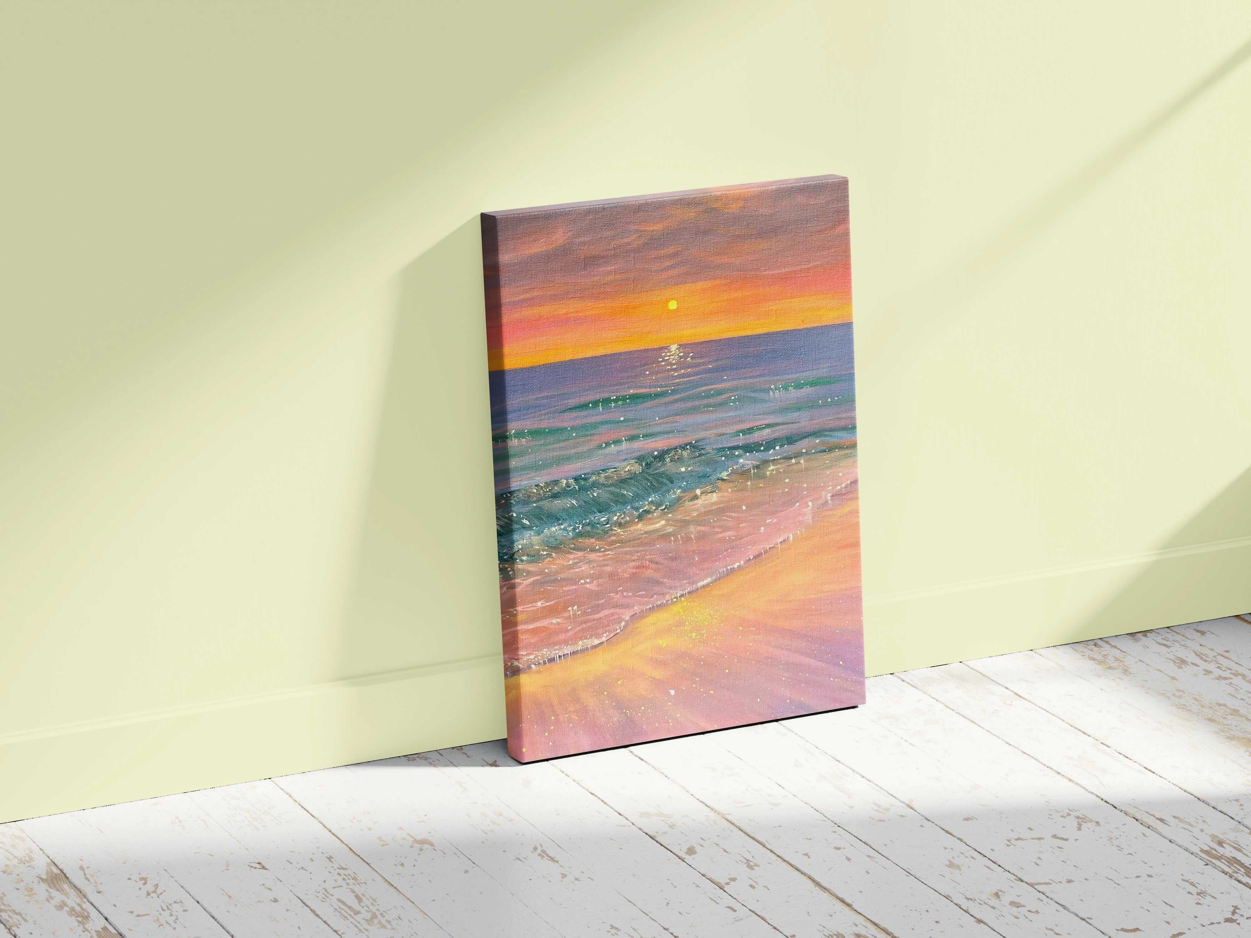 Sparkle Sea Waves Sunset Wall Art
