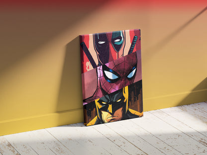 Spiderman, Deadpool & Wolverine Trio Wall Art