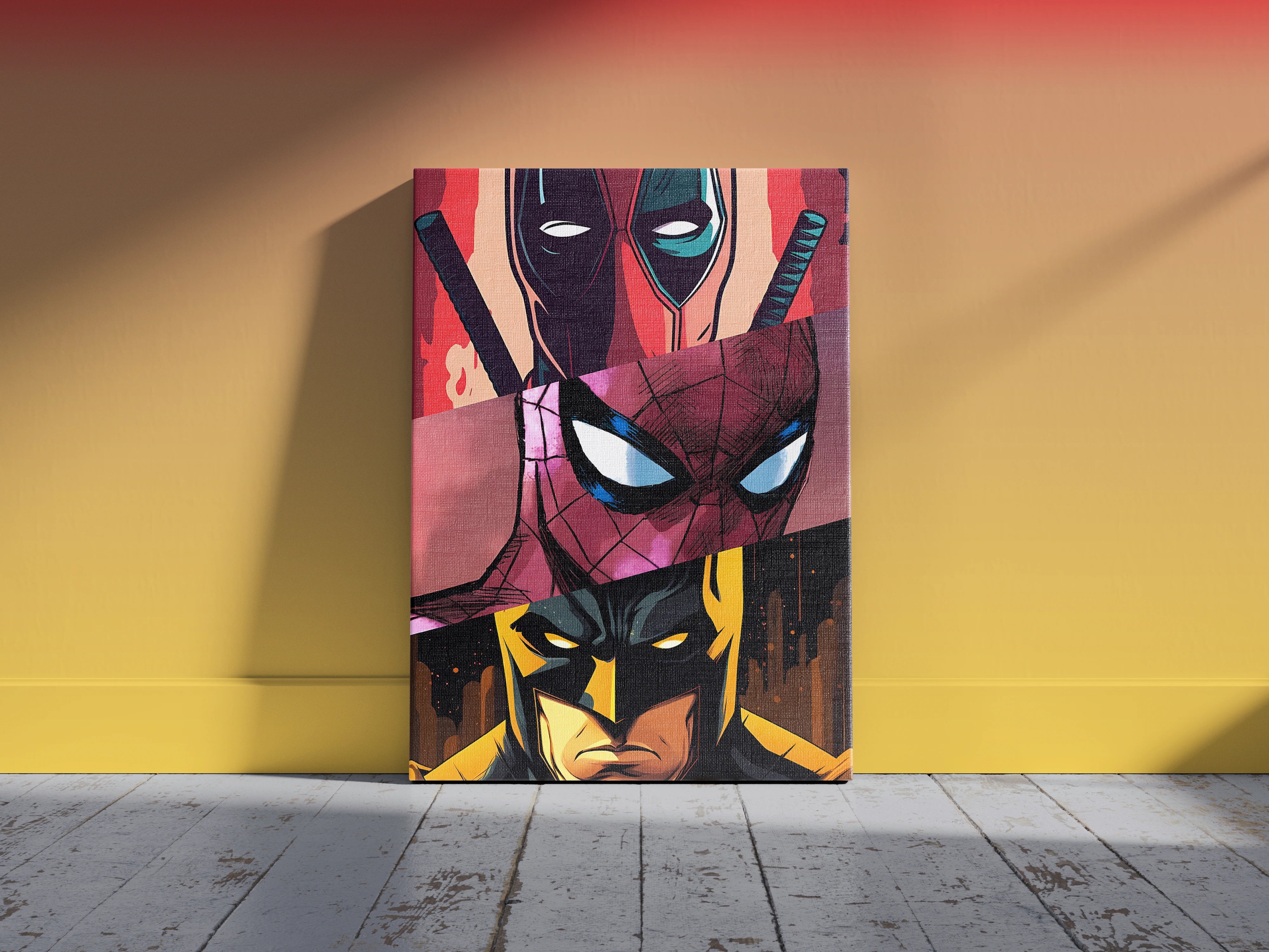Spiderman, Deadpool & Wolverine Trio Wall Art
