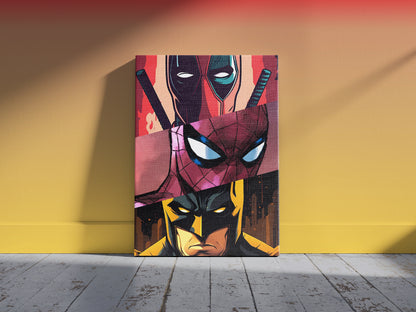 Spiderman, Deadpool & Wolverine Trio Wall Art