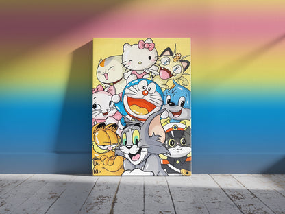 Cute Tom & Doremon Collage Wall art